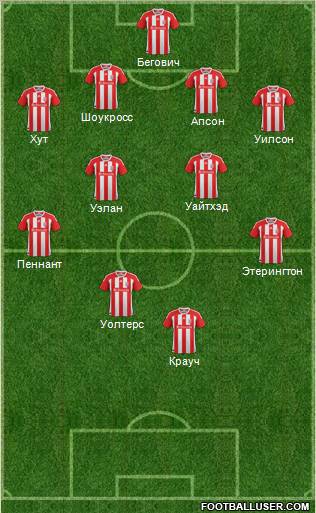 Stoke City 4-4-1-1 football formation