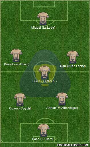 Club de Fútbol Universidad Formation 2016