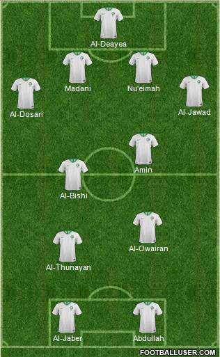 Saudi Arabia 4-2-2-2 football formation